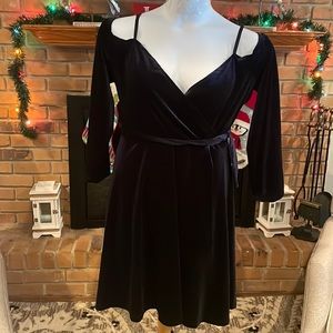 Sexy Blue Velour Off Shoulder Dress 3X